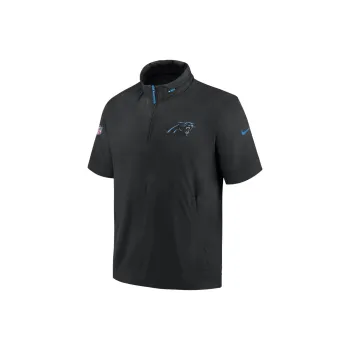 Nike Carolina Panthers Sideline Coach Men's Nike Nfl 1/2 Zip Short Sleeve Hooded Jacket