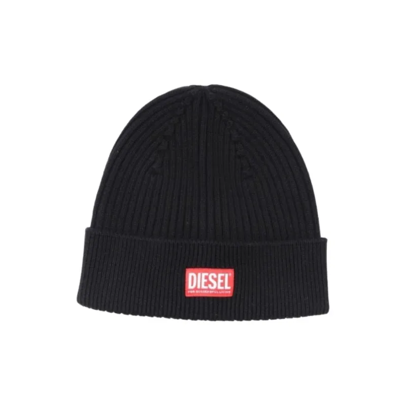 DIESEL Wool, Cotton Beanies Men's Black-0