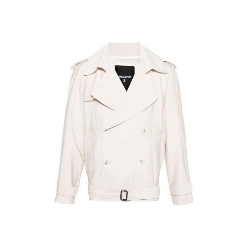 Patrizia Pepe Belted Textured Trench Jacket-0