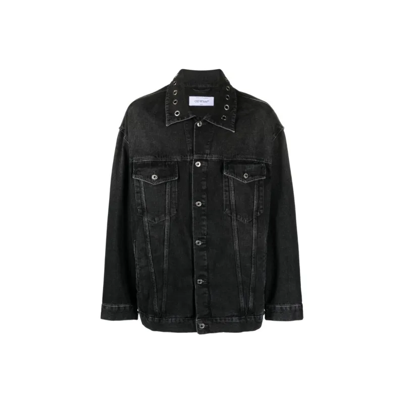 OFF WHITE Eyelet detail Drop shoulder Denim Jacket-0