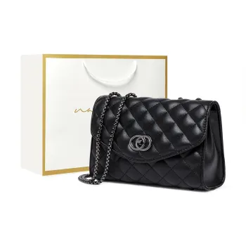 Narandu Cow Leather Shoulder Bag, Crossbody Bag Small Size Women's Black/White