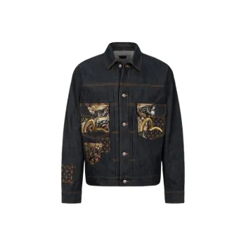 EVISU Denim Jackets Men Denim Blue