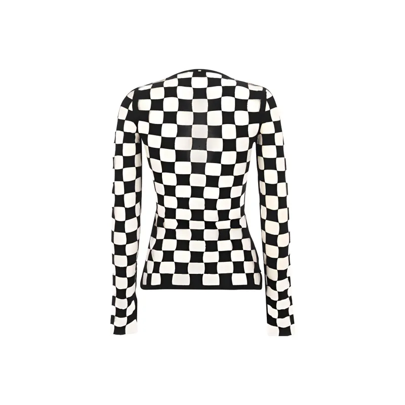 SportMax Checkerboard Effect Crewneck Knitted Jumper-1
