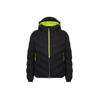 EMPORIO ARMANI FW21 Solid Color Hooded Puffer Jacket Men's Black