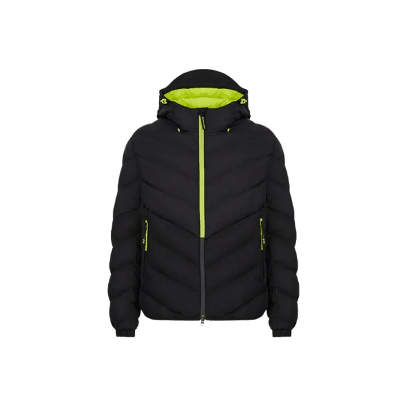 EMPORIO ARMANI FW21 Solid Color Hooded Puffer Jacket Men's Black-0