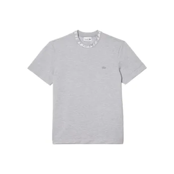 LACOSTE Logo jacquard Neckline Piqué T shirt
