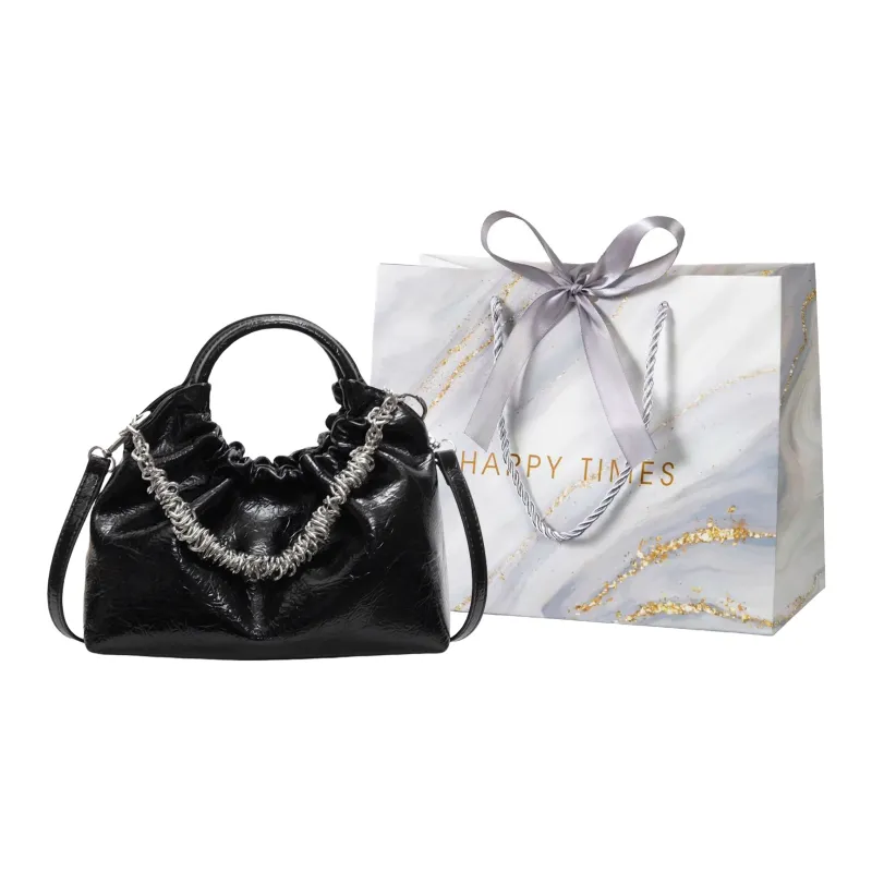 Miss Angel PU Shoulder Bag, Crossbody Bag, Handbag Women's Black/Ecru/Pink/Silver-12