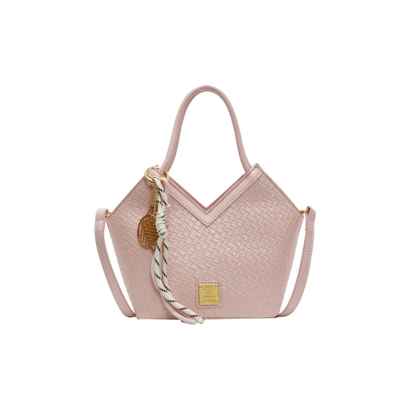 Yalu PU Basket Bag, One Shoulder Handbag Women's Silver/Blue/Ecru/Pink/Black-22
