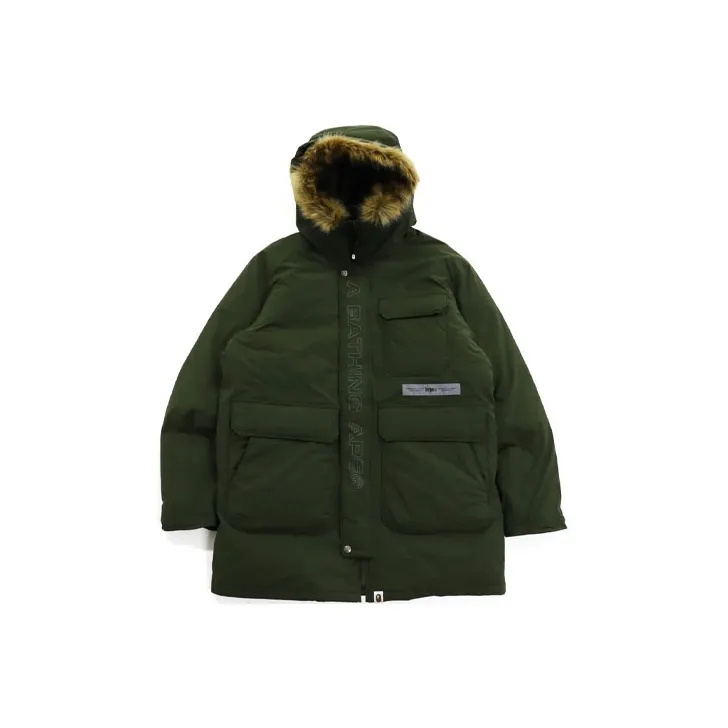 A BATHING APE Loose Fit Long Down Coat-1