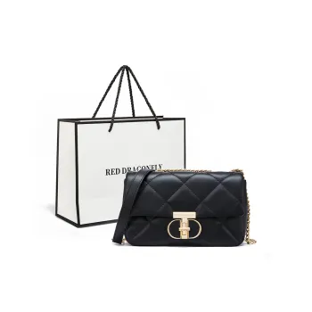 RED DRAGONFLY Cow Leather Shoulder Bag, Crossbody Bag Women's Black
