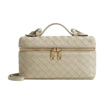 Bottega Veneta Cow Leather Makeup Bag Women's Beige