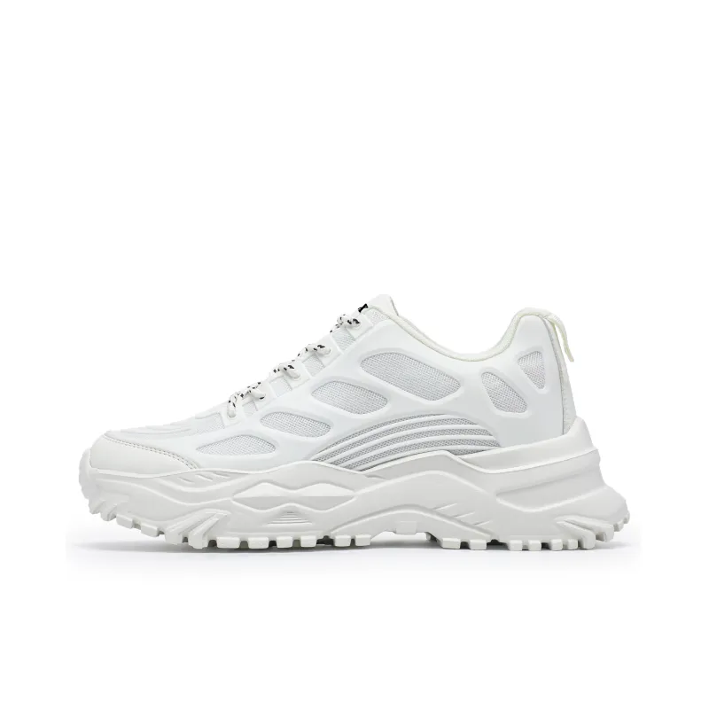 Singing Abrasion Resistant Breathable Height Increasing Low Top Chunky Sneakers Unisex White-0