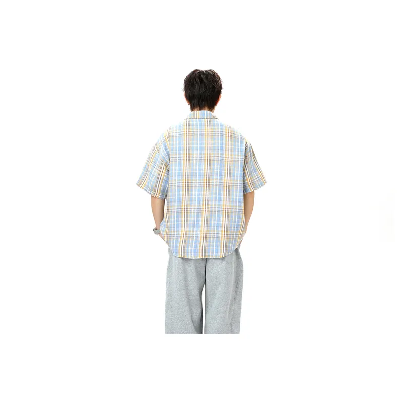 BENATRY Shirt Unisex Red And Blue Plaid-3