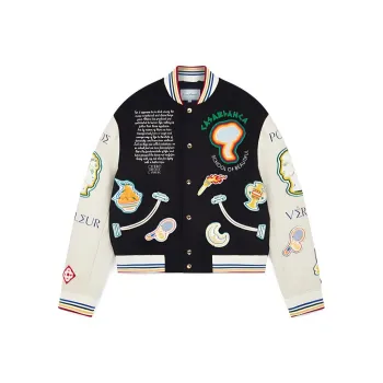 CASABLANCA Chenille Embroidered Patchwork Bomber Jacket