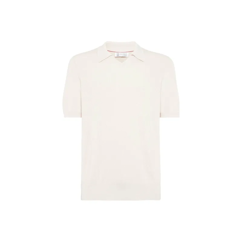 Brunello Cucinelli Fine Knitted Ribbed Polo Shirt-0