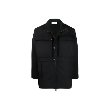 1017 ALYX 9SM FW21 Solid Color Stand Collar Loose Fit Mid Length Down Jacket Men's Black
