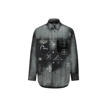 EVISU Denim Jackets Men Denim Black