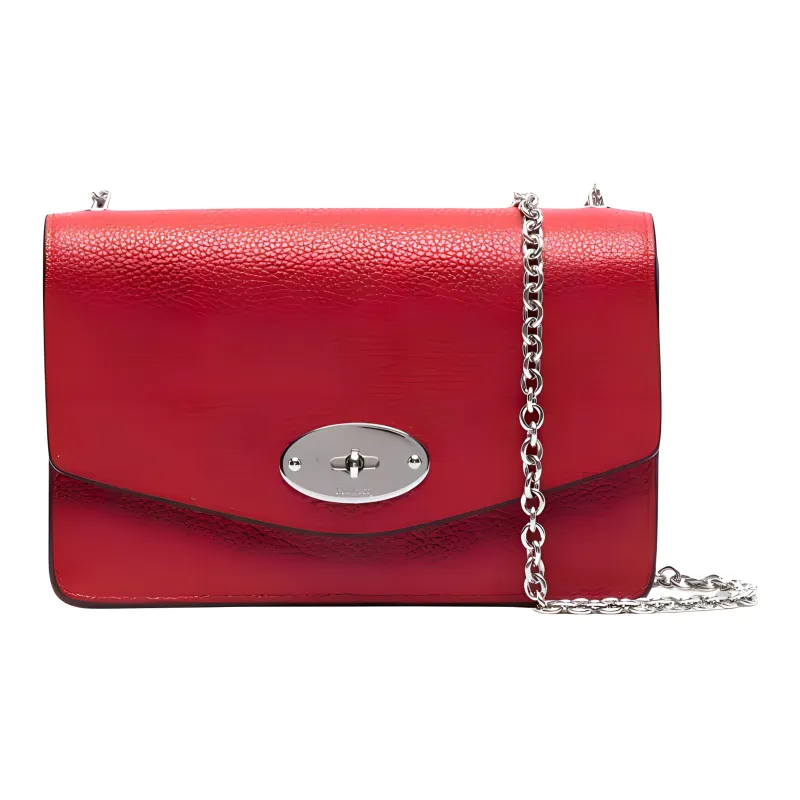 Mulberry Grain Cow Leather Shoulder Bag, Crossbody Bag Trumpets Women's Red-0