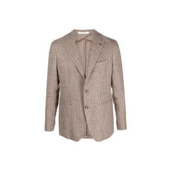 Tagliatore Micro-Houndstooth Patterned Single-Breasted Blazer