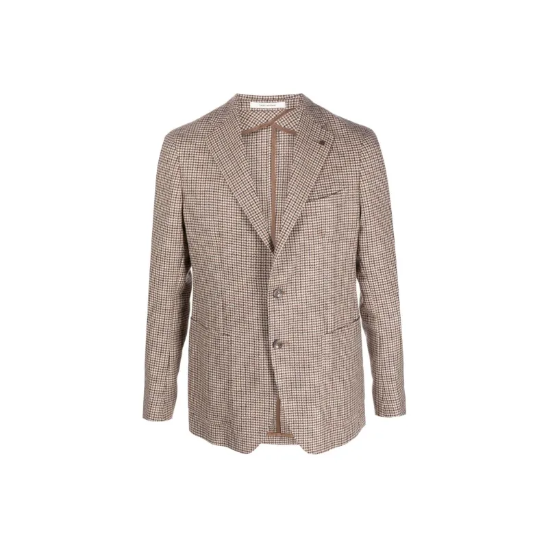 Tagliatore Micro-Houndstooth Patterned Single-Breasted Blazer-0
