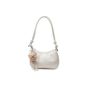 Single Warehouse PU Shoulder Bag Regular Women's Ecru/Black/Yellow/Silver/Pink