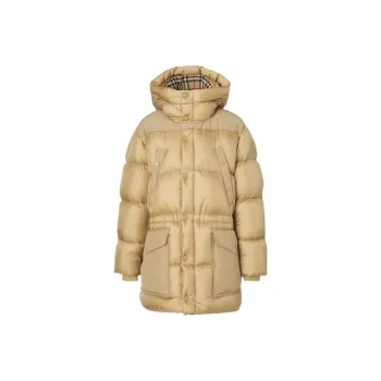 Burberry Logo Applique Nylon Puffer Coat