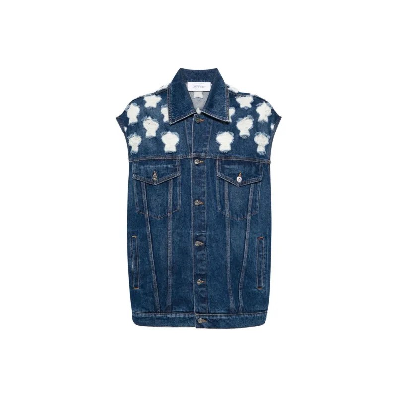 OFF-WHITE Distressed Denim Gilet-0