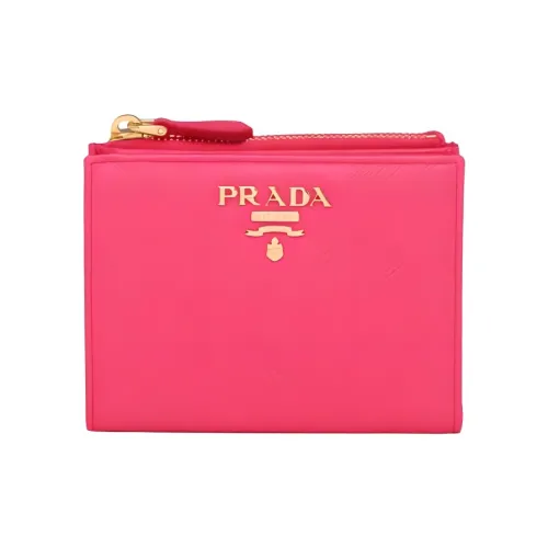 PRADA Saffiano Leather Wallet Small Size Women's Pink Peony