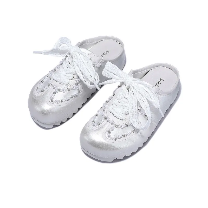 SELAIYA Closed Toe Slippers Women's Silver-2