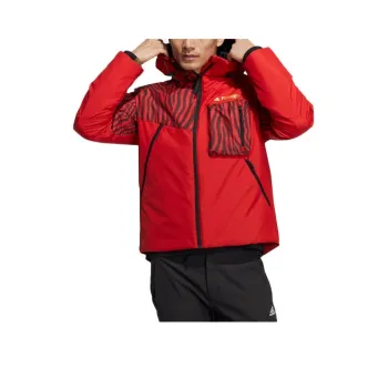 Adidas Colorblock Hooded Puffer Jacket Men's Light Scarlet