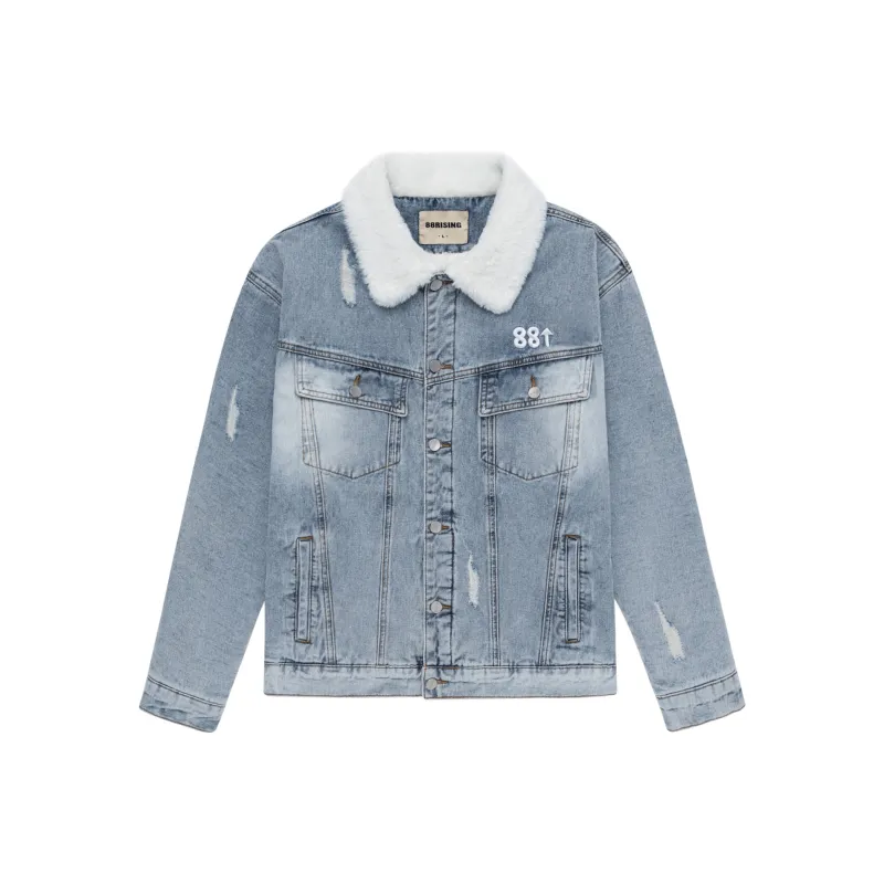 88rising Denim Jackets Unisex Washed Blue-0