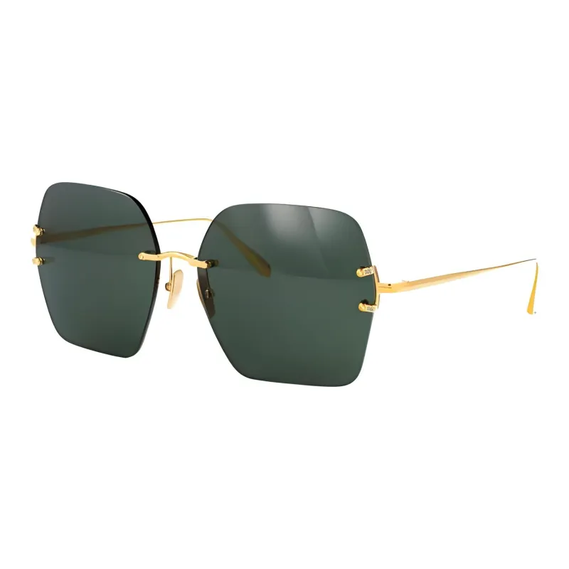 Linda Farrow Titanium Alloy Acetate Irregular Shape Sunglasses Unisex Gold-0