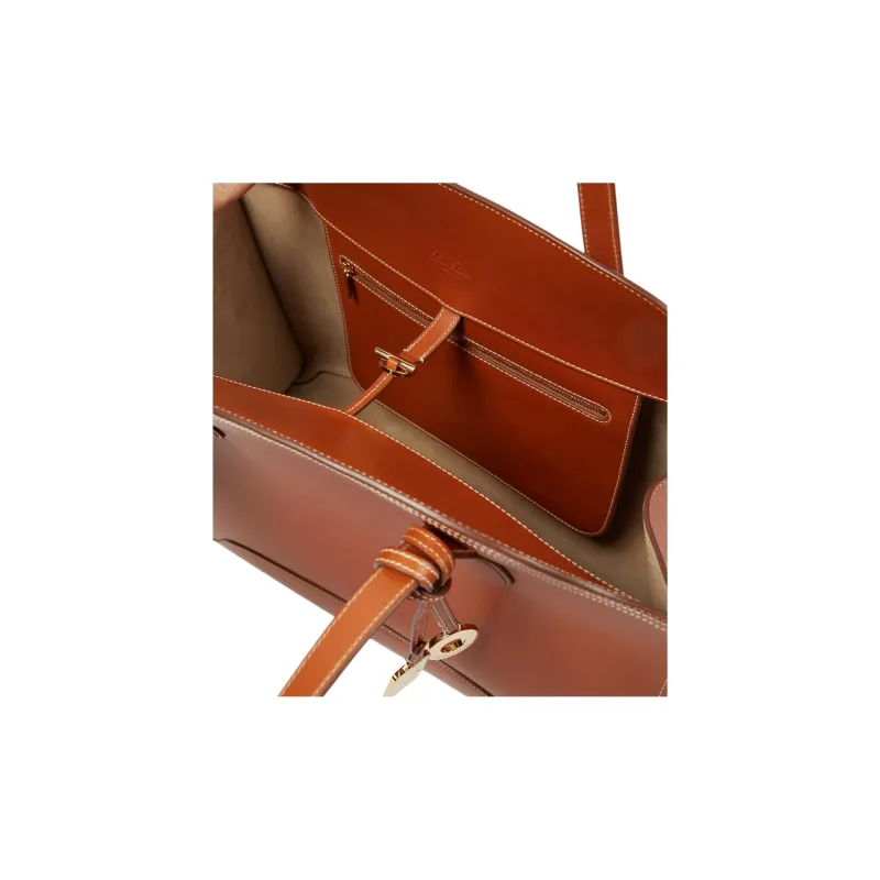 Loro Piana Sesia Calfskin Tote Bag Shopping Bag Shoulder Bag Handbag Women's Tan-4