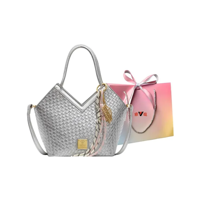 Yalu PU Basket Bag, One Shoulder Handbag Women's Silver/Blue/Ecru/Pink/Black-0