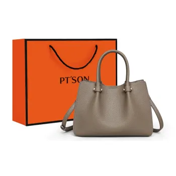 PT'SON Cow Leather Shoulder Bag, Crossbody Bag, Handbag Regular Women's Premium Gray