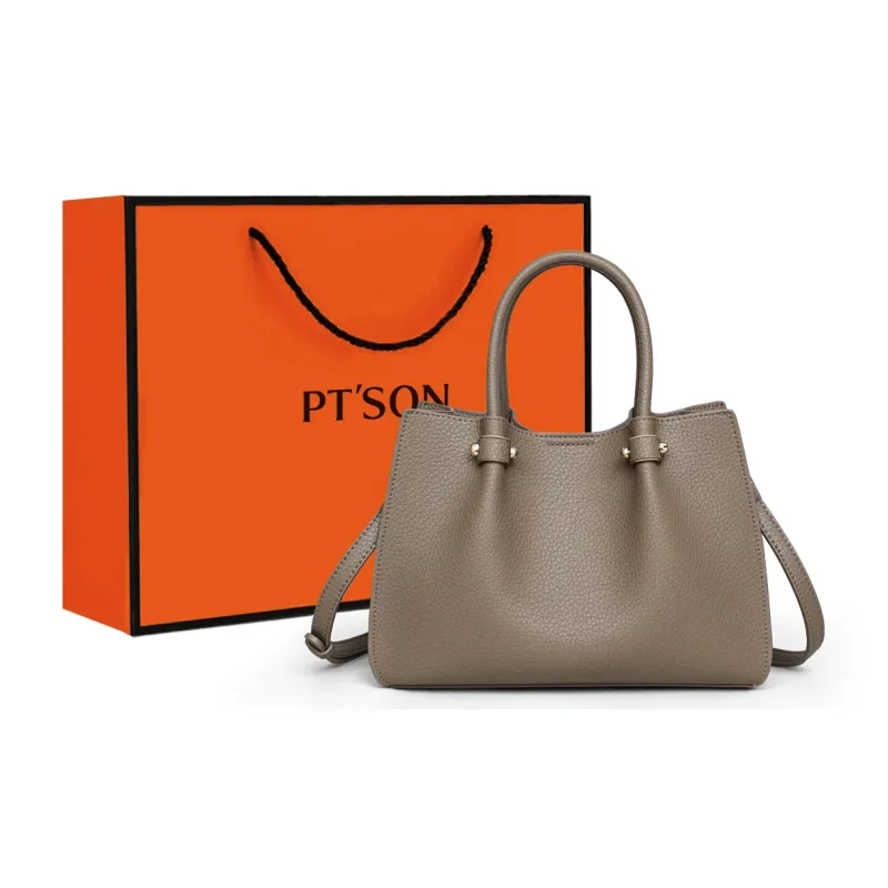 PT'SON Cow Leather Shoulder Bag, Crossbody Bag, Handbag Regular Women's Premium Gray-0