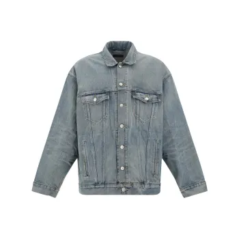 Balenciaga Logo Printed Oversized Denim Jacket