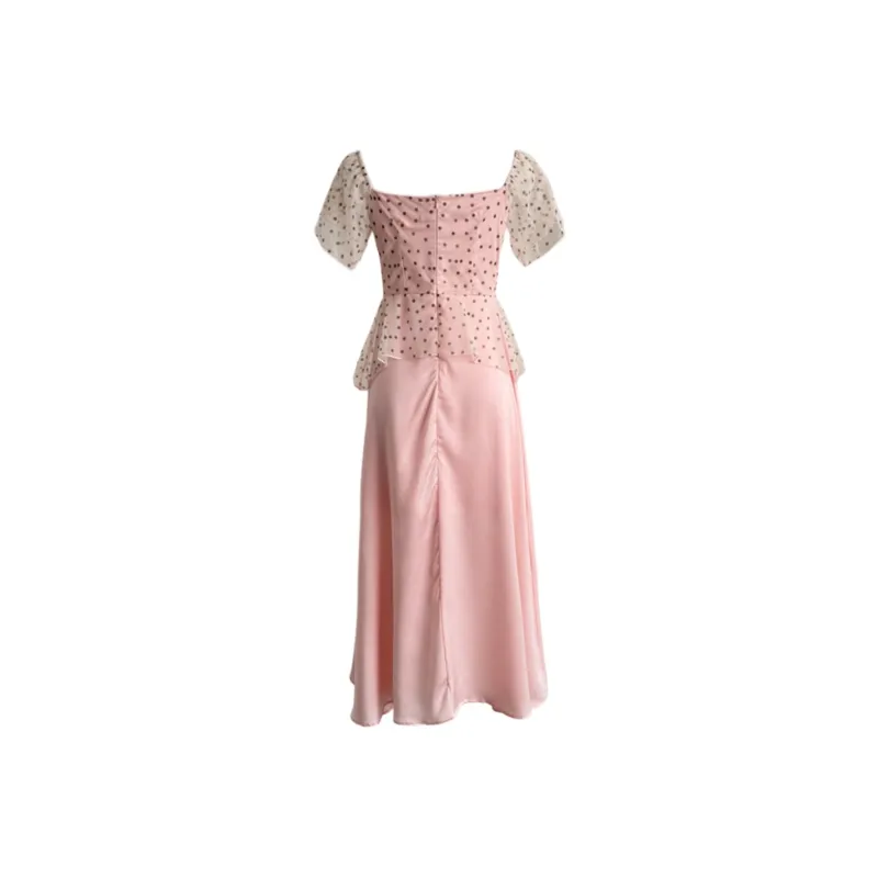 XIAOJUCHUANLI Short Sleeved Dress Women's Pink-1