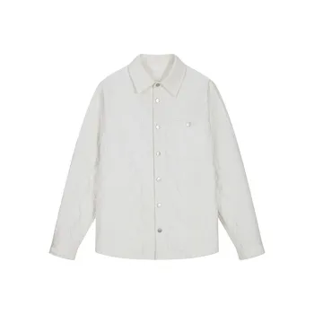 DAVID NAMAN FW22 Solid Color Lapel Thin Puffer Jacket Men's White