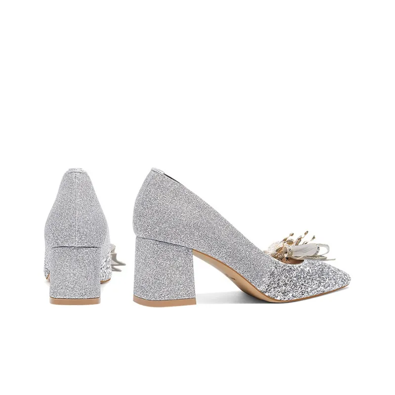 LOLY Chunky Heel High Heels Women's Blue Starlight Rain-3