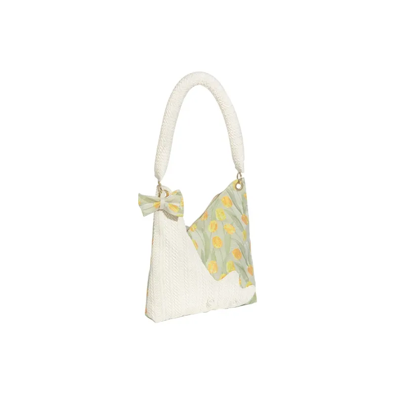 SHORT HAIR GIRL Knitted Fabric Shoulder Bag Regular Women's Green-2