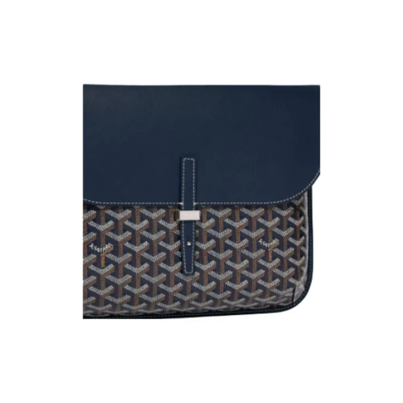 GOYARD Canvas With Calfskin Messenger Bag, Crossbody Bag, Shoulder Bag Unisex Dark Blue-4