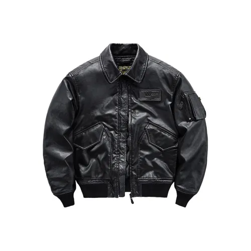 VIP Vintage Biker Leather Jacket Puffer Men's Black