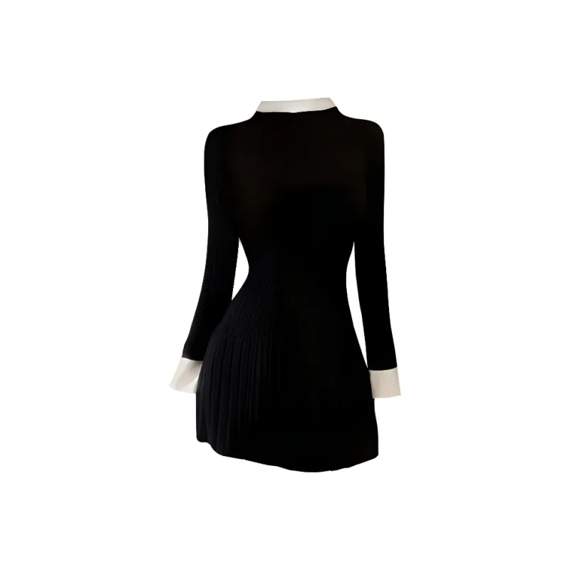 Mu Xiao Xin Long Sleeved Dress Women's Black-1