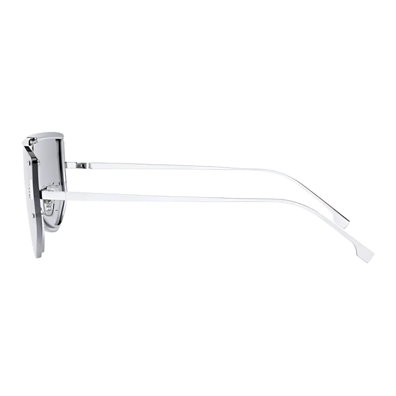 FENDI Plate Frame Irregular Shape Sunglasses Women's Silver-2