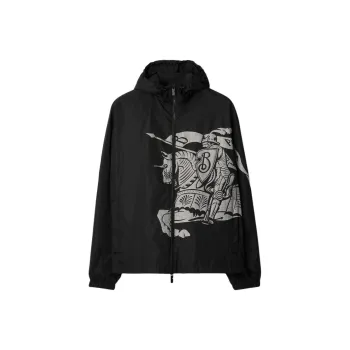 Burberry Ekd Lightweight Hooded Zip Up Jacket