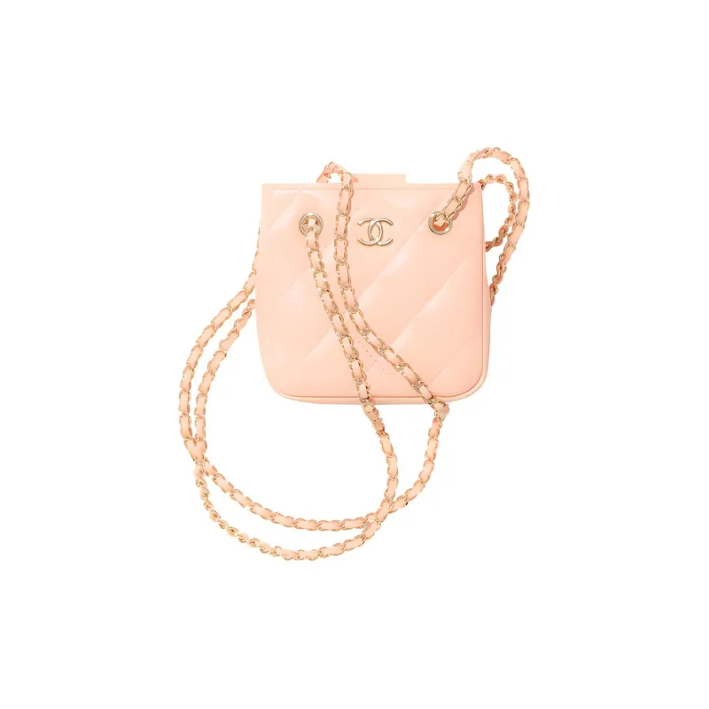 CHANEL Sheepskin Clutch, Coin Purse, Shoulder Bag, Crossbody Bag Women's Pink-0