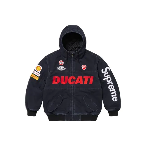 Supreme X DUCATI SS24 WEEK16 Hooded Racing Jacket Unisex Double Pocket Zipper Hooded Racing Long Sleeve Jacket