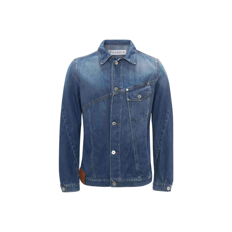 JW Anderson Logo Embroidered Twisted Denim Jacket-0