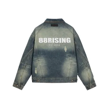 88rising Denim Jackets Unisex Washed Blue